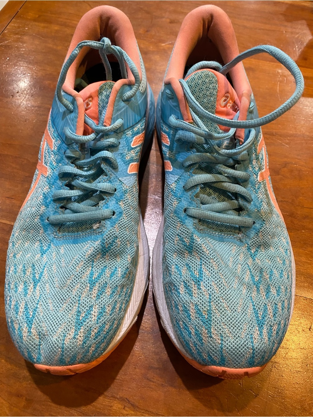 Asics Women's Athletic Running Shoes in Aqua Blue and Coral - Picture 2 of 6